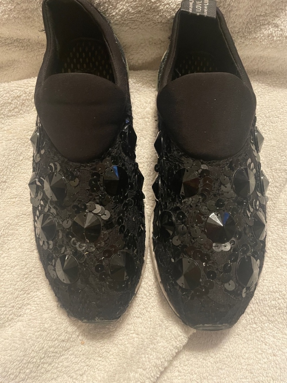 Liu Jo Black Beaded Slip-On Sneakers